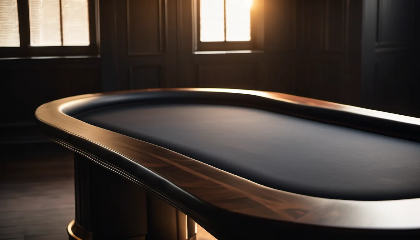 Mesa de poker vazia sob luz quente